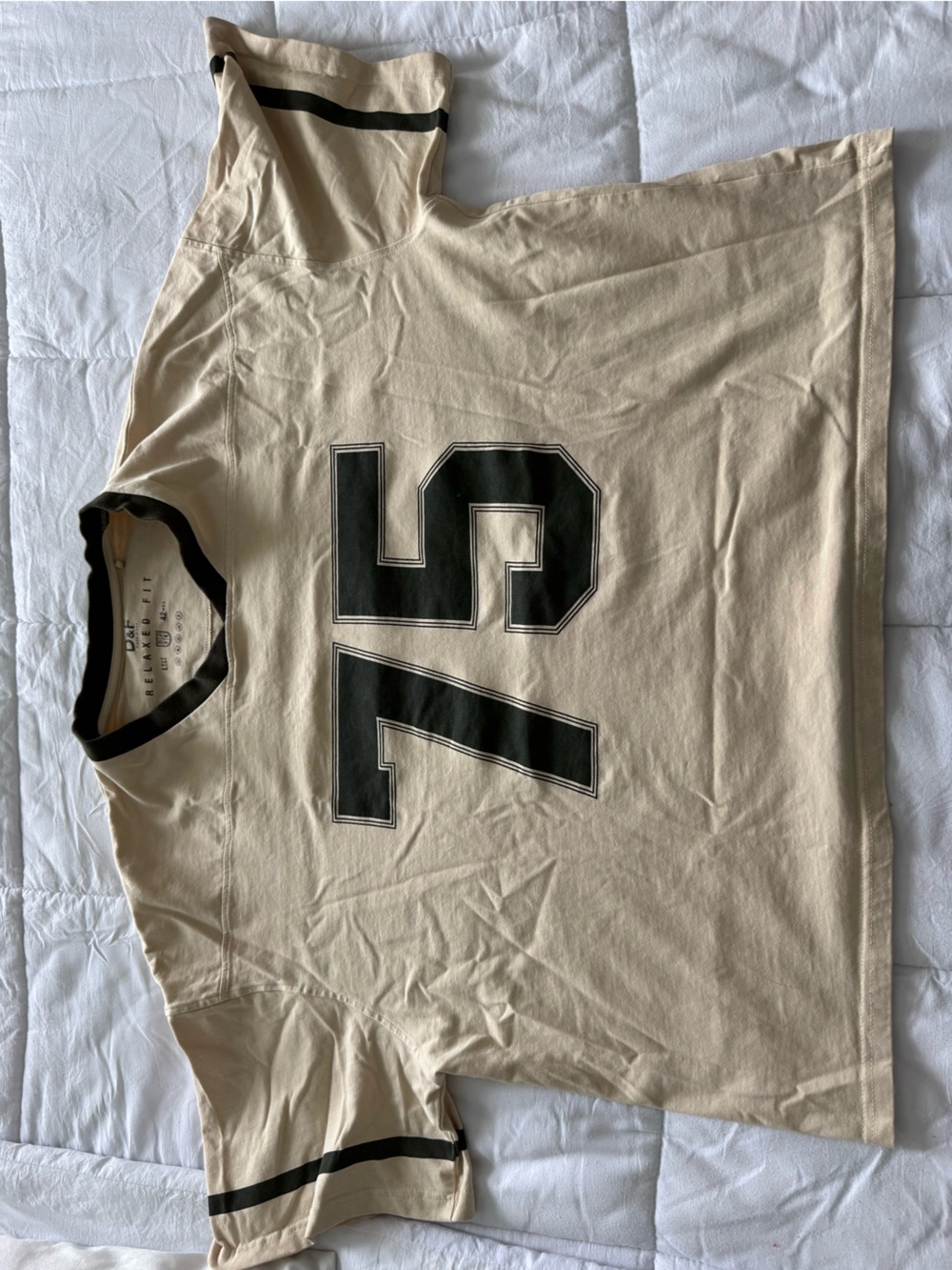 Cropped Cream Athletic Jersey Tee with Black Number 75